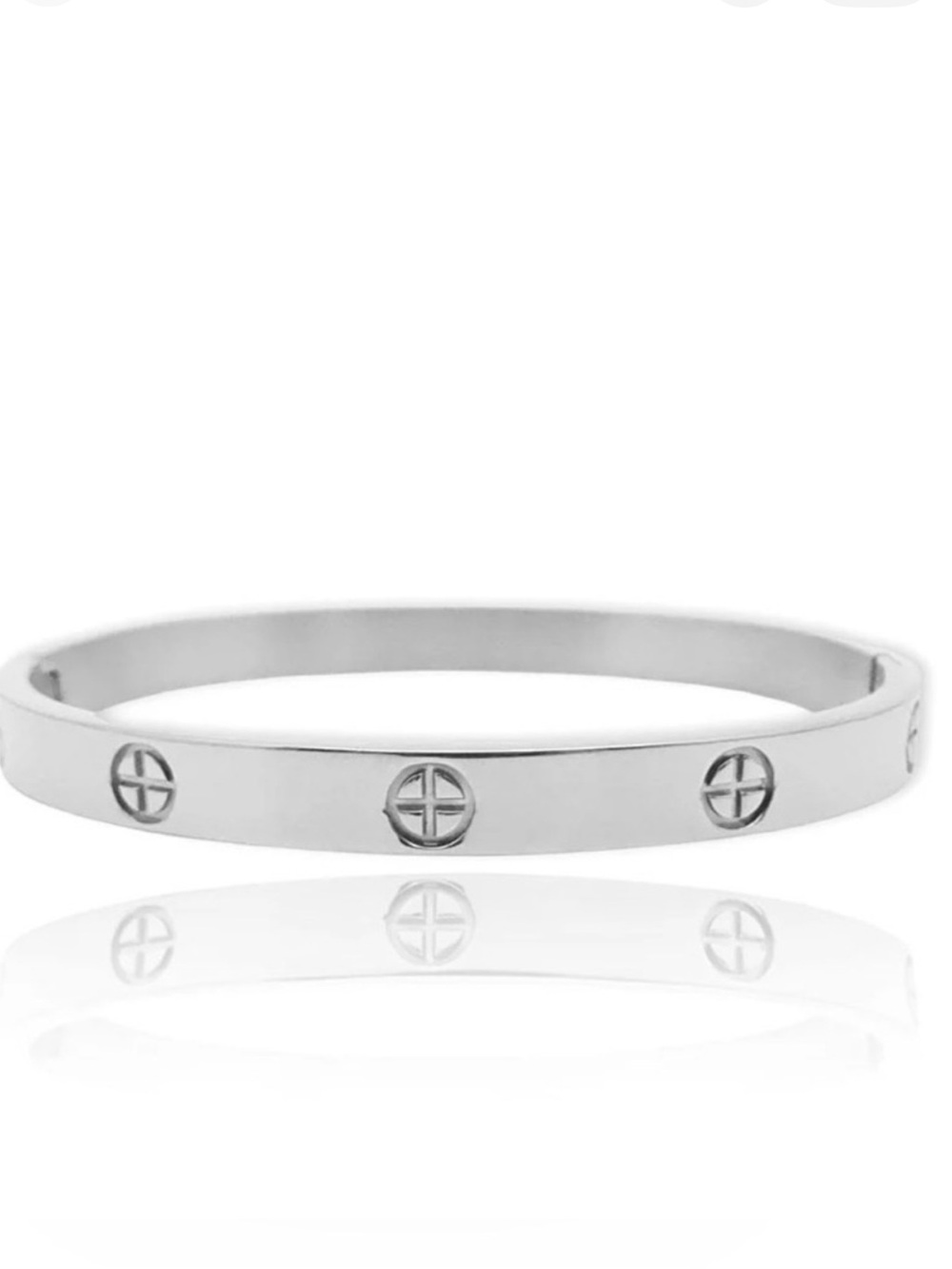 💦Waterproof 💦 Silver Screw Motif Hinged Bracelet Stainless Steel Cuff